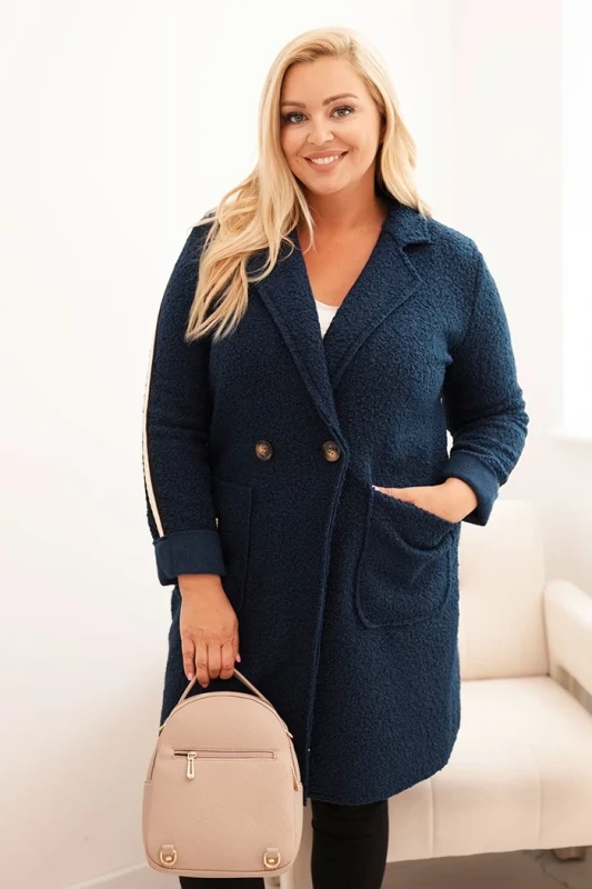 Płaszcz  Plus Size ze sztucznego baranka z kieszeniami ( r. 44-50) 