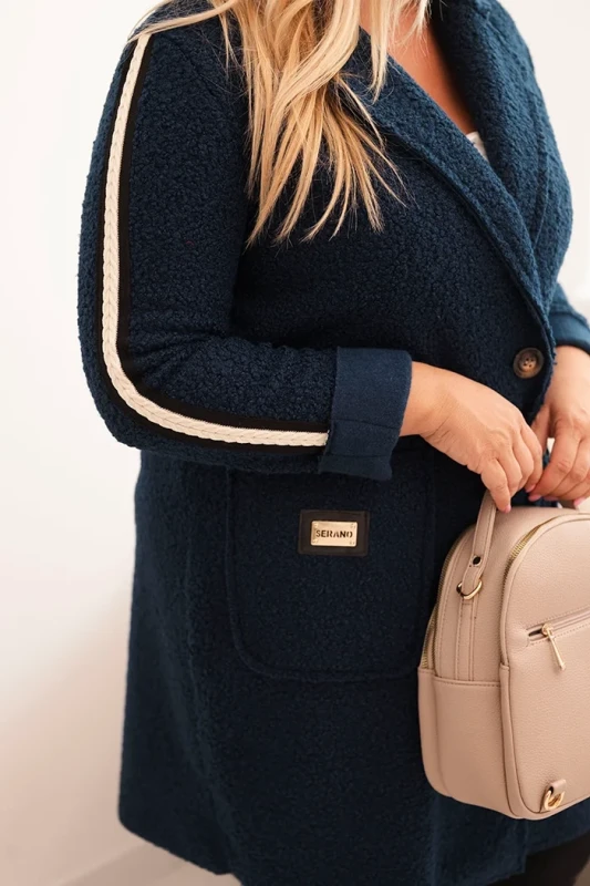 Płaszcz  Plus Size ze sztucznego baranka z kieszeniami ( r. 44-50) 