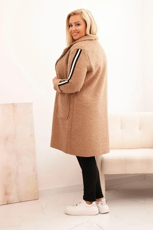 Płaszcz  Plus Size ze sztucznego baranka z kieszeniami ( r. 44-50)  