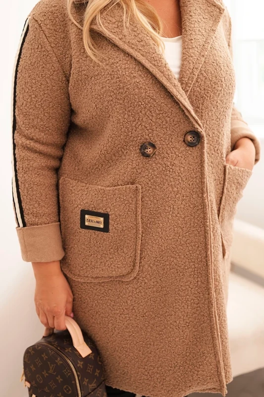 Płaszcz  Plus Size ze sztucznego baranka z kieszeniami ( r. 44-50)  