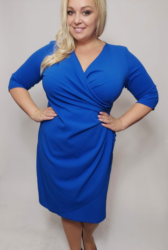 Sukienka plus size - NICOLE - GŁADKI MATERIAŁ  ( r. 44-52)  