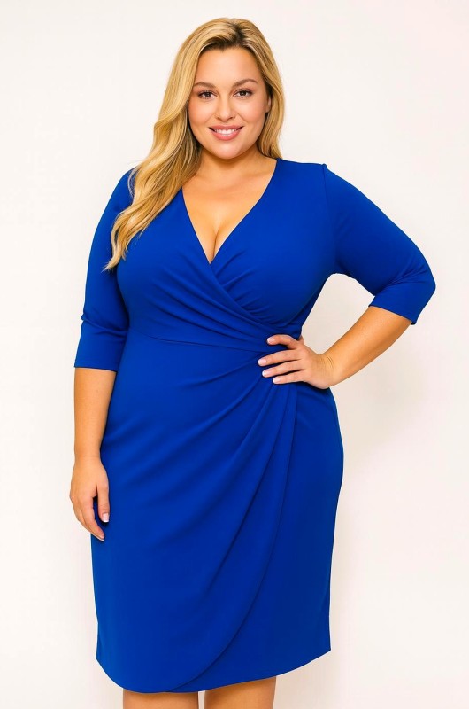 Sukienka plus size - NICOLE - GŁADKI MATERIAŁ  ( r. 44-52)  