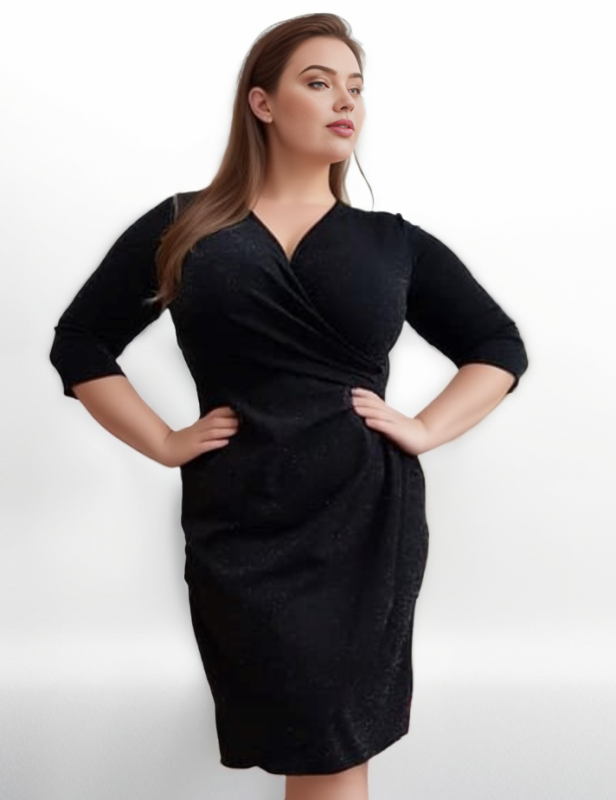 Sukienka plus size - NICOLE brokat - czarny ( r. 44-56) BESTSELLER 