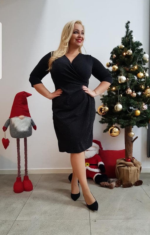 Sukienka plus size - NICOLE brokat - czarny ( r. 44-56) BESTSELLER 