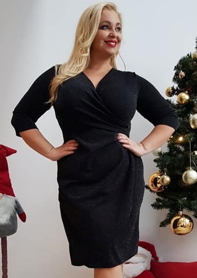 Sukienka plus size - NICOLE brokat - czarny ( r. 44-56) BESTSELLER 