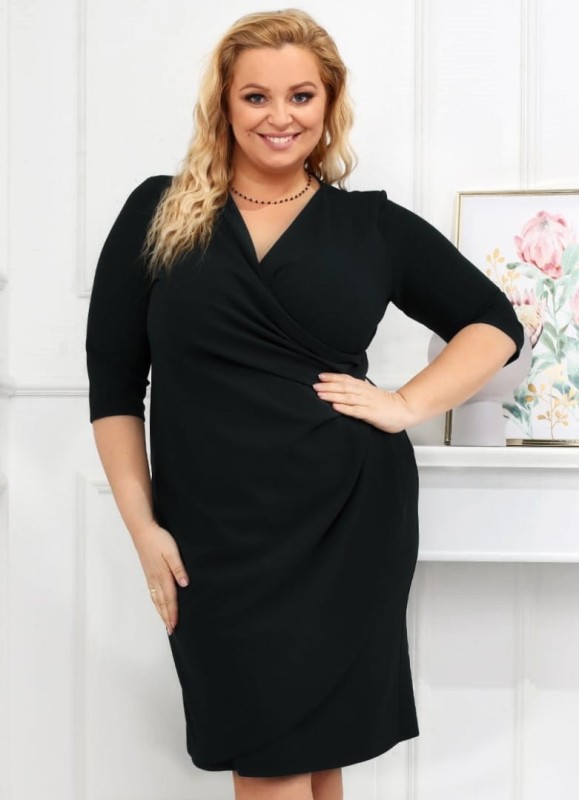 Sukienka plus size - NICOLE - GŁADKI MATERIAŁ  ( r. 44-52)   