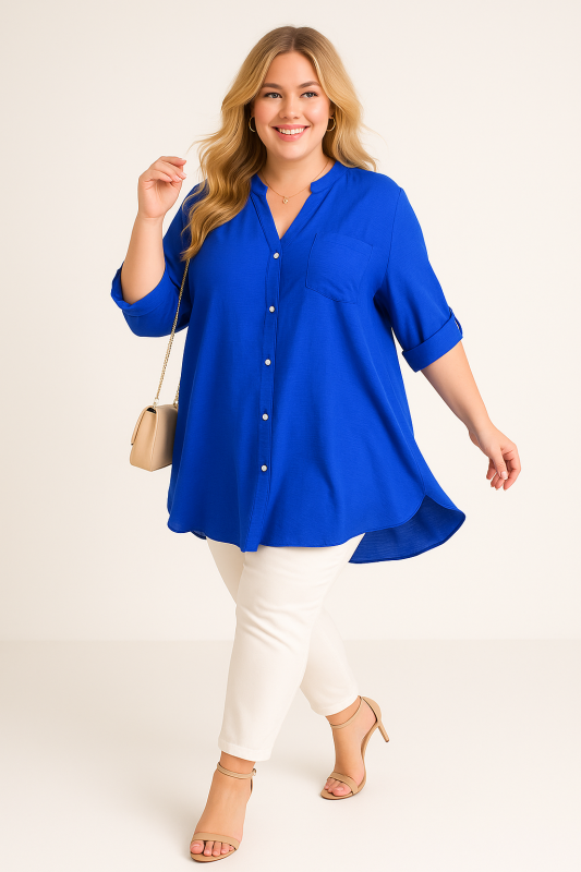 Koszula plus size z kieszonką na biuście ( 46-56) 
