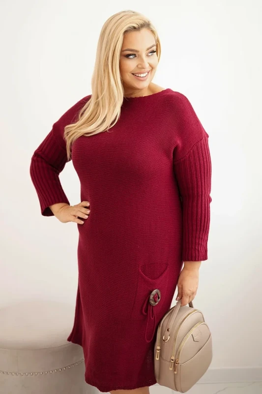 Sukienka swetrowa damska Plus Size z moherem oversize z kieszenią
