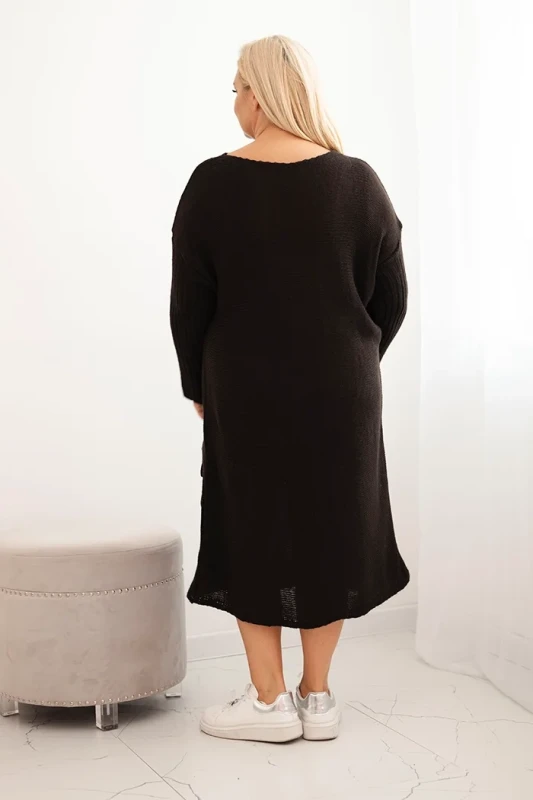 Sukienka swetrowa damska Plus Size z moherem oversize z kieszenią 