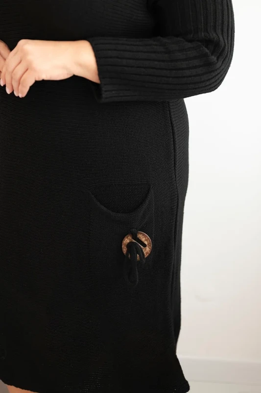 Sukienka swetrowa damska Plus Size z moherem oversize z kieszenią  