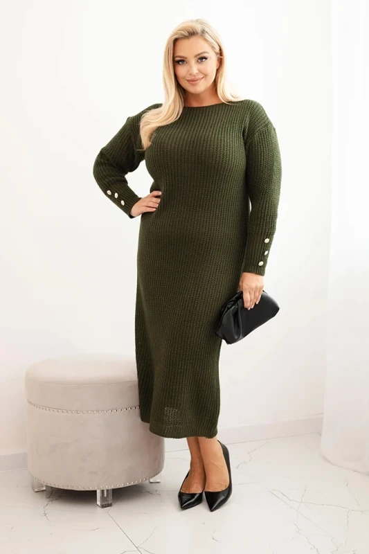 Sukienka swetrowa damska Plus Size z moherem, guziki na rękawach ( r. 46-52)