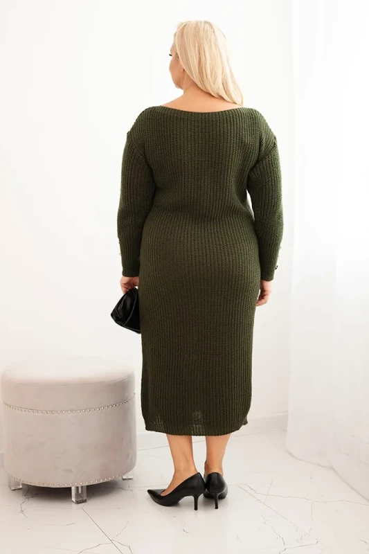 Sukienka swetrowa damska Plus Size z moherem, guziki na rękawach ( r. 46-52)