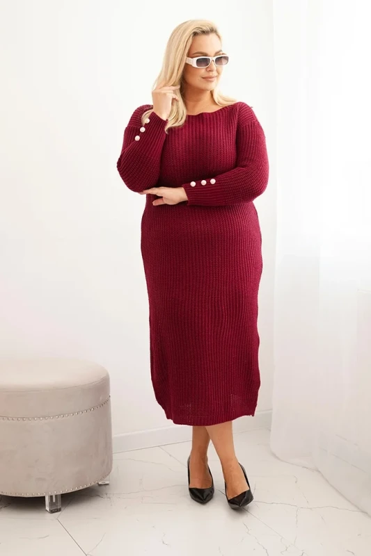 Sukienka swetrowa damska Plus Size z moherem, guziki na rękawach  ( 46-52)