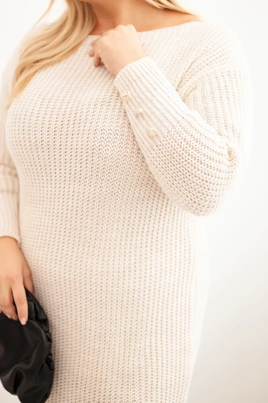 Sukienka swetrowa damska Plus Size z moherem, guziki na rękawach (r. 46-52)  