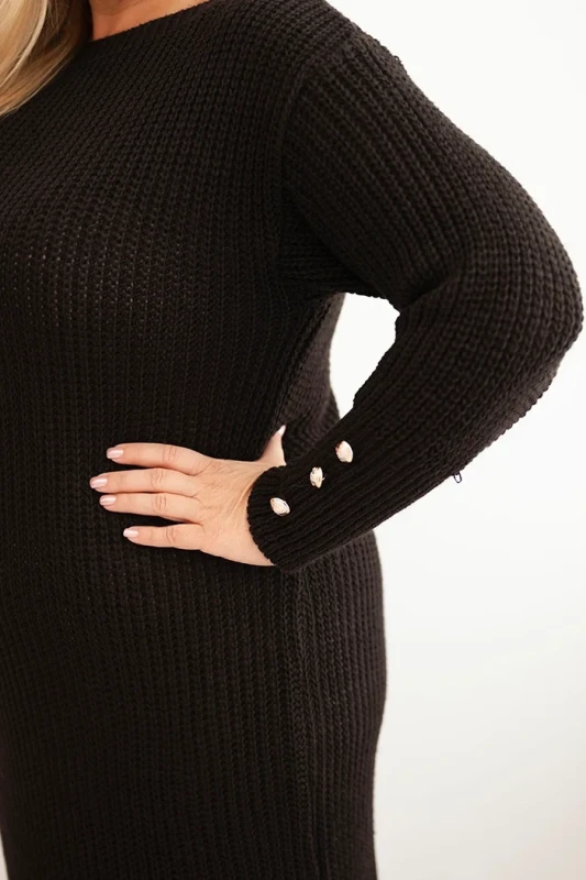 Sukienka swetrowa damska Plus Size z moherem, guziki na rękawach ( r 46-52)   