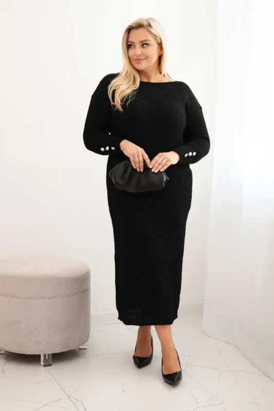 Sukienka swetrowa damska Plus Size z moherem, guziki na rękawach  ( 46-52)  