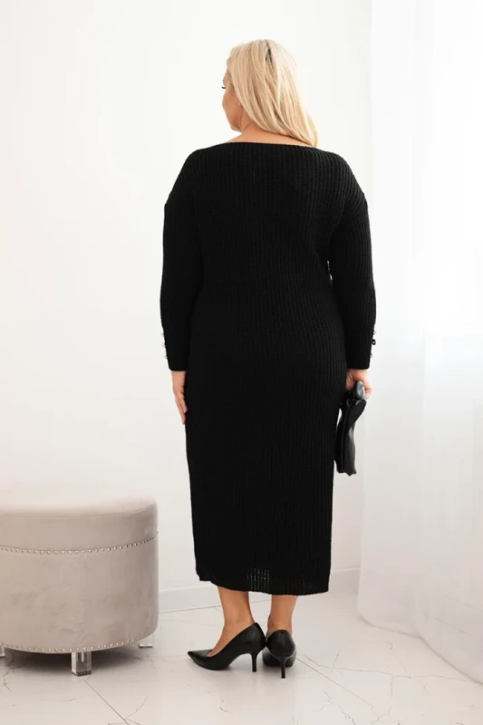 Sukienka swetrowa damska Plus Size z moherem, guziki na rękawach  ( 46-52)  