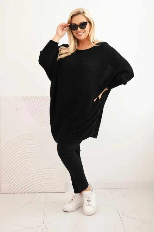 Sweter damski Plus Size z moherem – ponczo ( r. 48-56) 