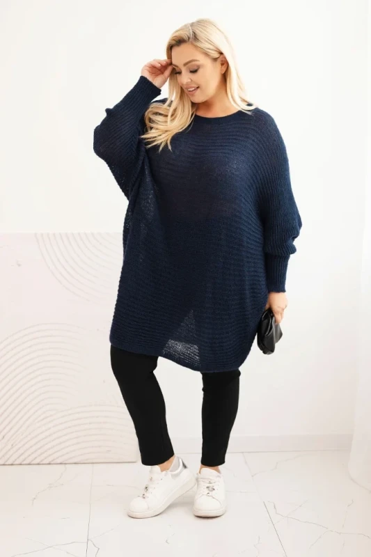 Sweter damski Plus Size z moherem – ponczo ( r. 48-56)  