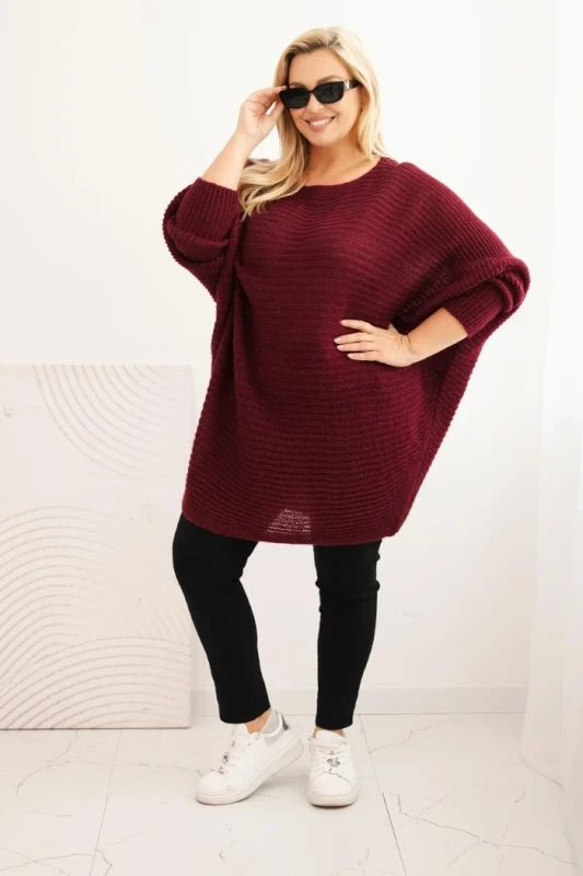 Sweter damski Plus Size z moherem – ponczo ( r. 48-56)   