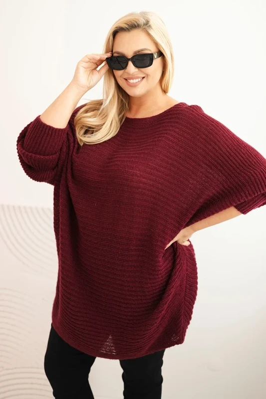 Sweter damski Plus Size z moherem – ponczo ( r. 48-56)   