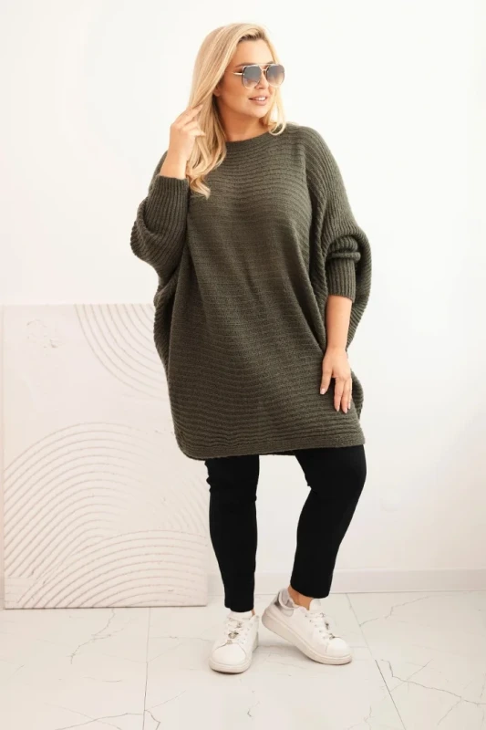 Sweter damski Plus Size z moherem – ponczo ( r. 48-56)    