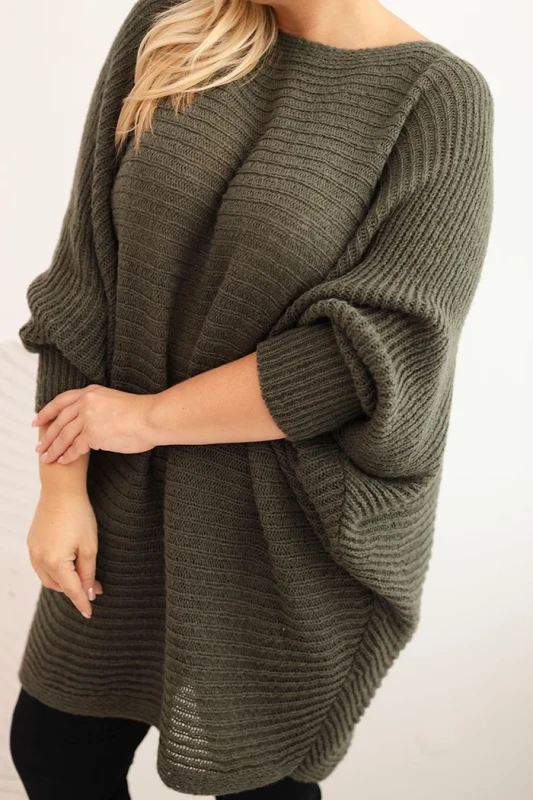 Sweter damski Plus Size z moherem – ponczo ( r. 48-56)    