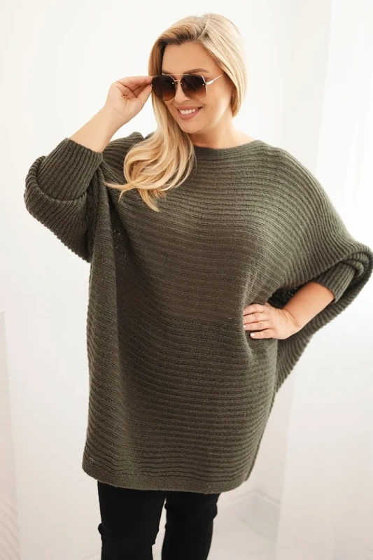 Sweter damski Plus Size z moherem – ponczo ( r. 48-56)    