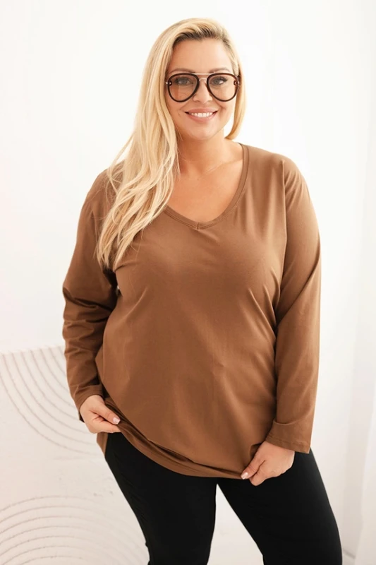 Bluzka damska Plus Size z dekoltem V i długim rękawem ( r. 46-54)