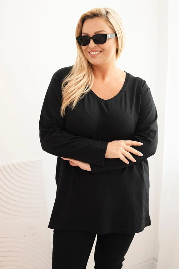Bluzka damska Plus Size z dekoltem V i długim rękawem ( r. 46-54)