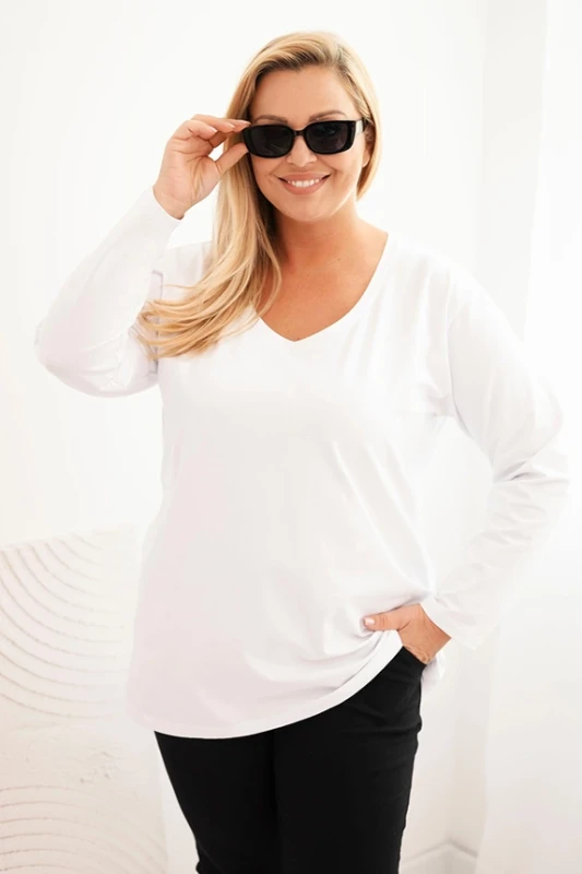 Bluzka damska Plus Size z dekoltem V i długim rękawem ( r. 46-54) 