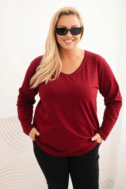 Bluzka damska Plus Size z dekoltem V i długim rękawem ( r. 46-54)