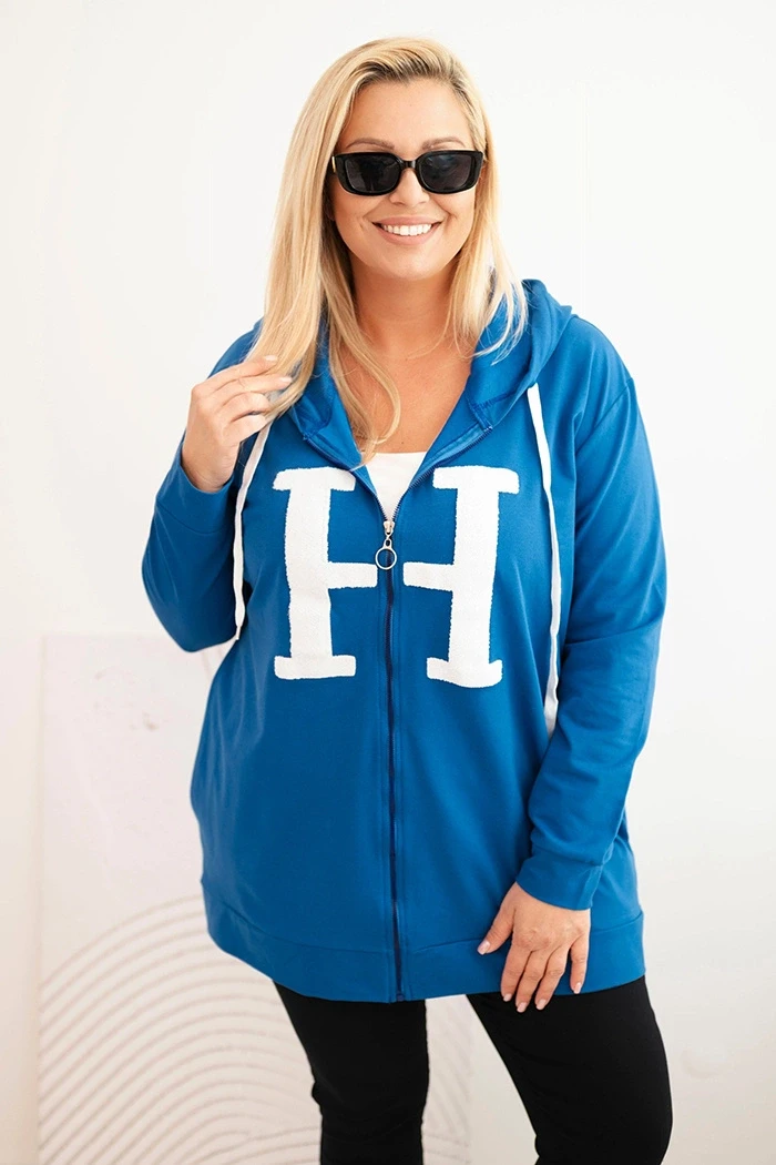 Bluza damska Plus Size bawełniana z kapturem i dużą literą H ( r. 46-56) 