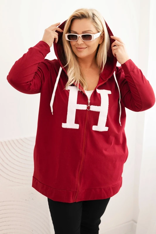 Bluza damska Plus Size bawełniana z kapturem i dużą literą H ( r. 46-56)  