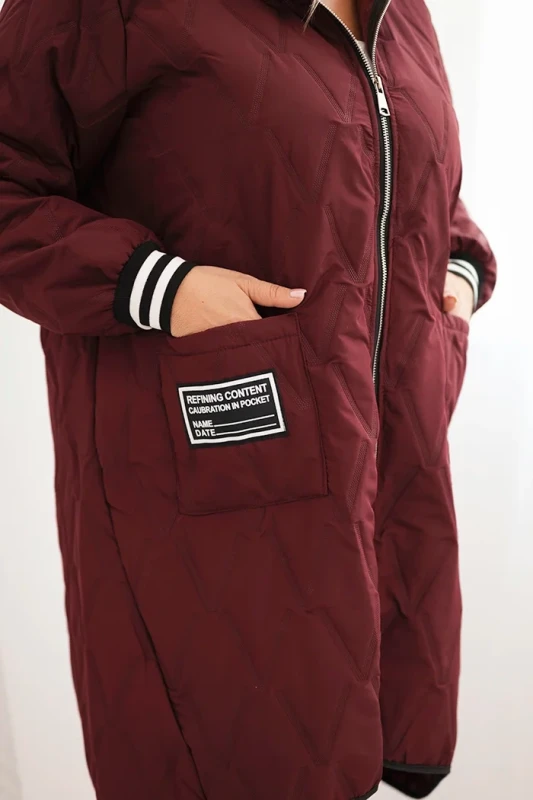 Kurtka damska Plus Size pikowana z kapturem i sportowymi mankietami  ( r. 46-52)