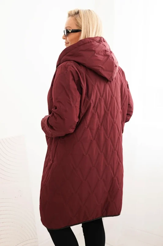Kurtka damska Plus Size pikowana z kapturem i sportowymi mankietami  ( r. 46-52)