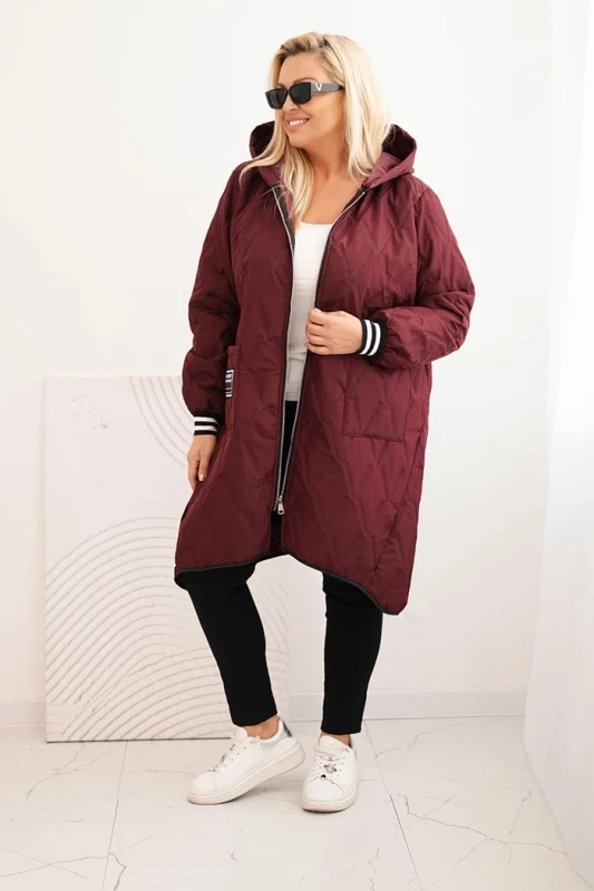 Kurtka damska Plus Size pikowana z kapturem i sportowymi mankietami  ( r. 46-52)