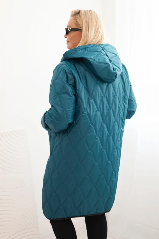 Kurtka damska Plus Size pikowana z kapturem i sportowymi mankietami  ( r. 46-52) 