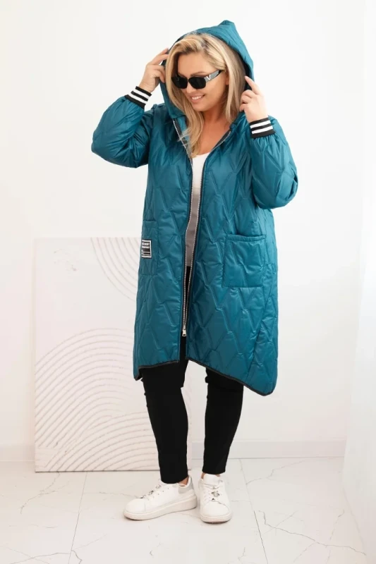 Kurtka damska Plus Size pikowana z kapturem i sportowymi mankietami  ( r. 46-52) 