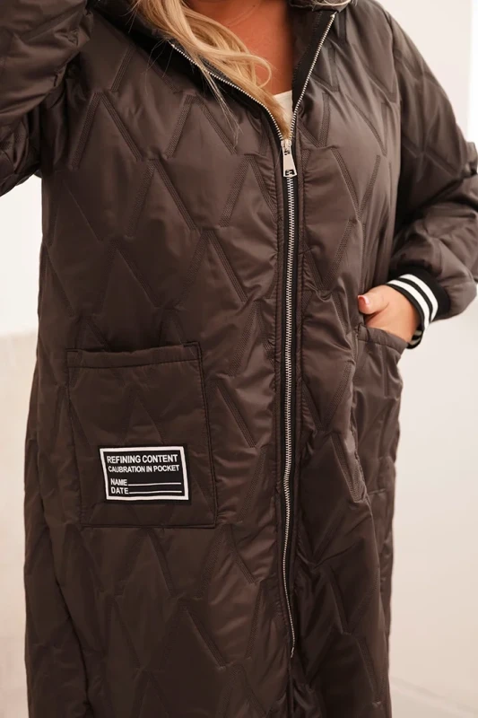 Kurtka damska Plus Size pikowana z kapturem i sportowymi mankietami  ( r. 46-52)  