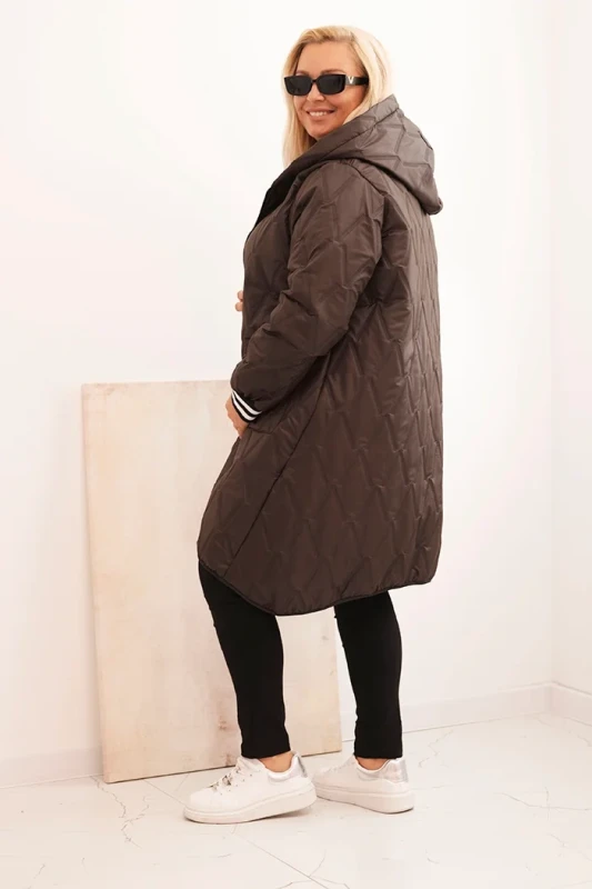 Kurtka damska Plus Size pikowana z kapturem i sportowymi mankietami  ( r. 46-52)  