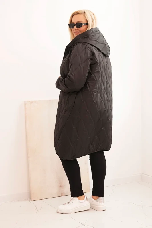 Kurtka damska Plus Size pikowana z kapturem i sportowymi mankietami  ( r. 46-52)   