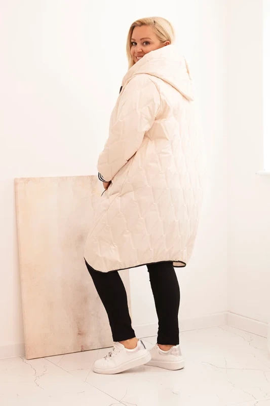 Kurtka damska Plus Size pikowana z kapturem i sportowymi mankietami  ( r. 46-52)  