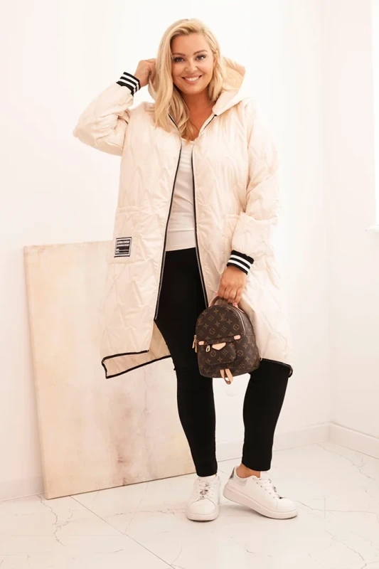 Kurtka damska Plus Size pikowana z kapturem i sportowymi mankietami  ( r. 46-52)  