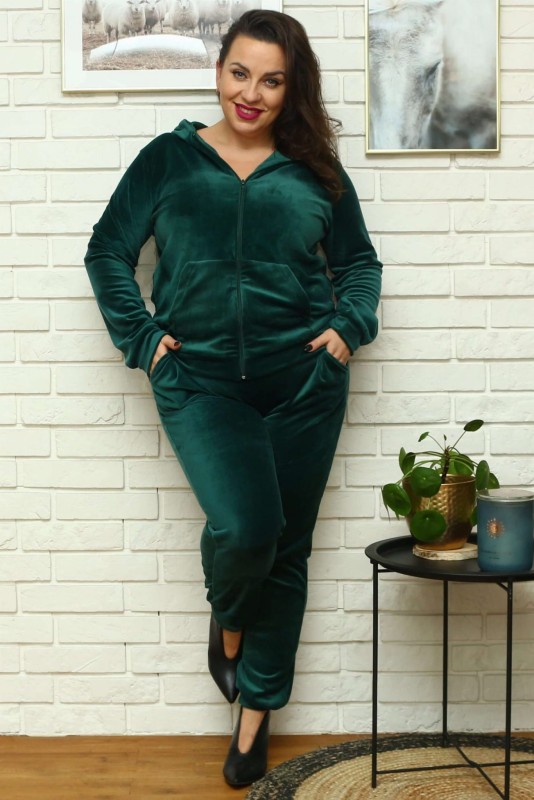  Welurowy komplet dresowy plus size ROZPINANY Z KAPTUREM ( r. 44-54) WYPRZEDAŻ-WYSYŁKA 24H 