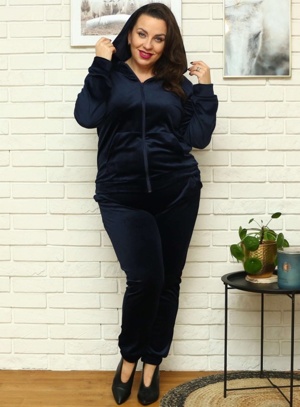  Welurowy komplet dresowy plus size ROZPINANY Z KAPTUREM ( r. 44-54) WYPRZEDAŻ-WYSYŁKA 24H BESTSELLER    