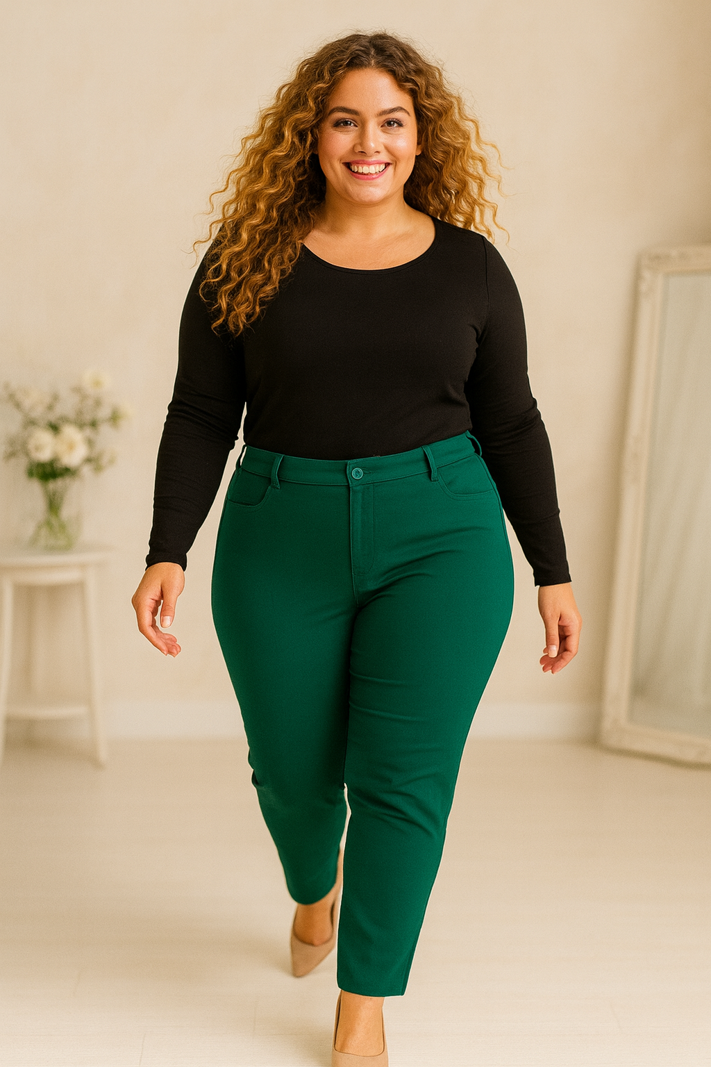 Spodnie plus size punto na guziczek ( r. 50–56) 