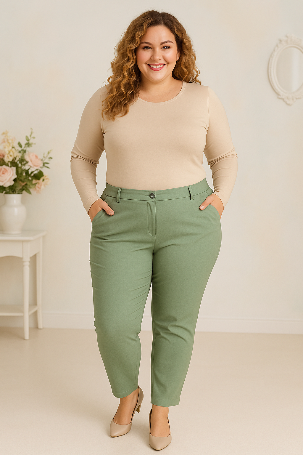 Spodnie plus size punto na guziczek ( r. 50–56)  