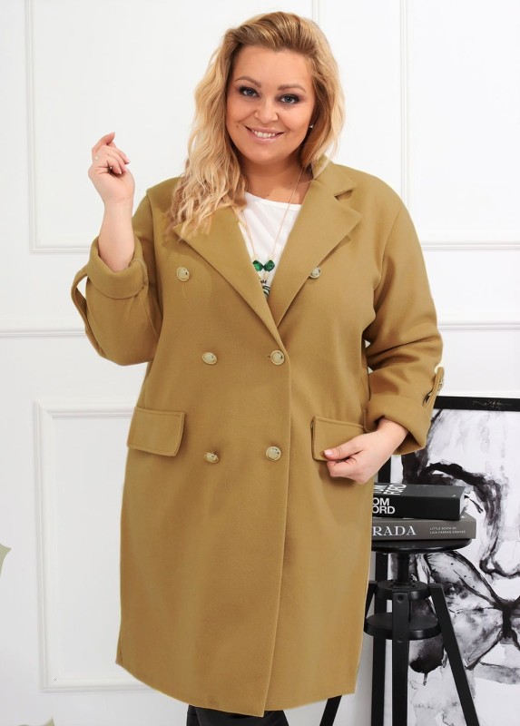 Płaszcz plus size z ozdobnymi guzikami ( r.46-54)   