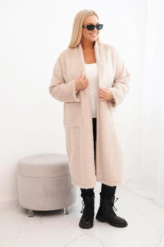 Płaszcz damski Plus Size z wiskozy bez zapięcia z kieszeniami  ( r 46-50)